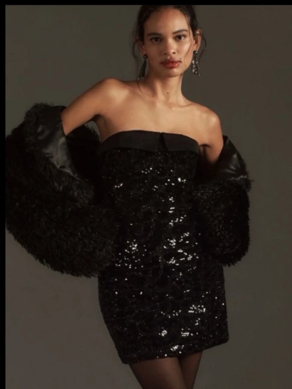 NWT Le Superbe Black Nominee Tux Sequined Mini Dress Sz 6